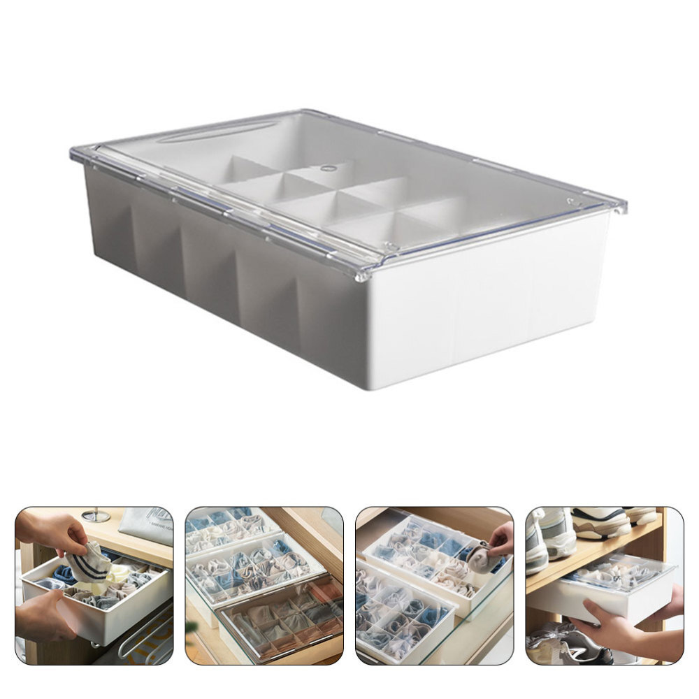 Underwear Storage Bin Holder Container with Lid Plastic Drawer Dividers