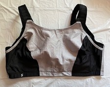NWT Glamorise SPORT 1166 Bra 2-Layers Wire-Free LOW-HIGH IMPACT SUPPORT 44DD