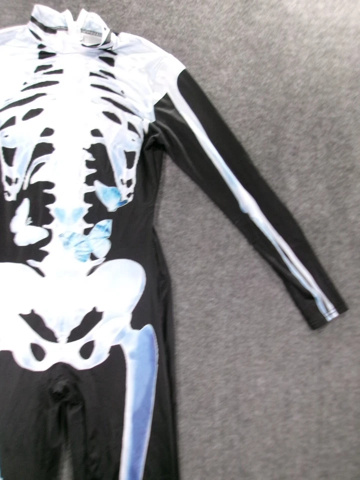 Mono Esqueleto Para Mujer Pequeño Negro Hueso Mariposas Temático Fiesta Juegos con disfraces Adulto Foto 3 de 4