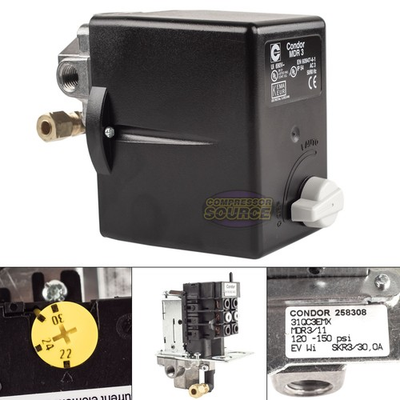 #ad Condor MDR3 11 120 150 PSI 4 Port Pressure Switch Adjustable Overload 1 4quot; FNPT $109.95