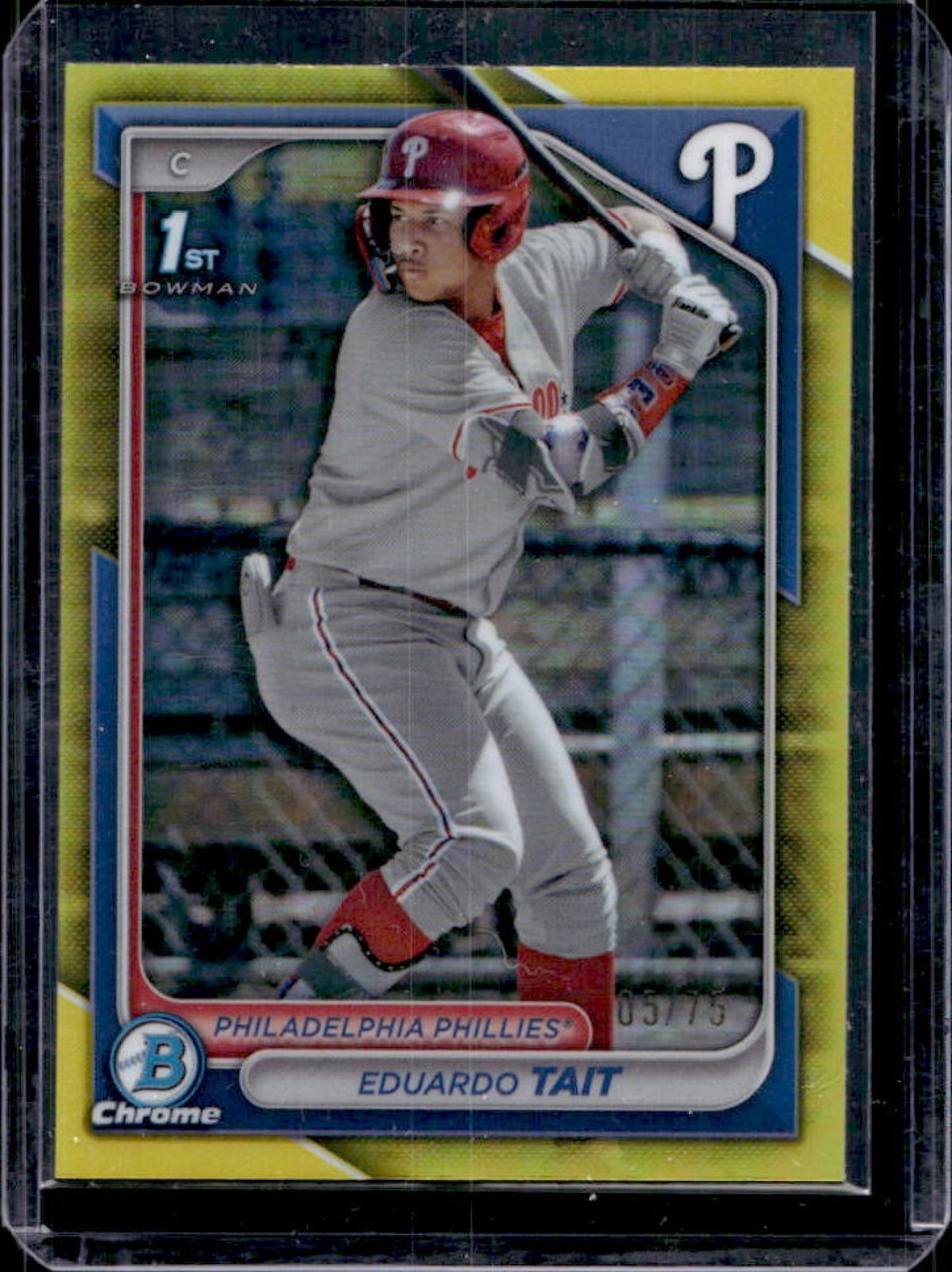 2024 Bowman Chrome Eduardo Tait Yellow Refractor 1st Prospect #5/75 Phillies