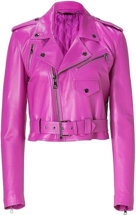 Nueva chaqueta de motociclista estilo recortado de cuero real de piel de cordero para mujer