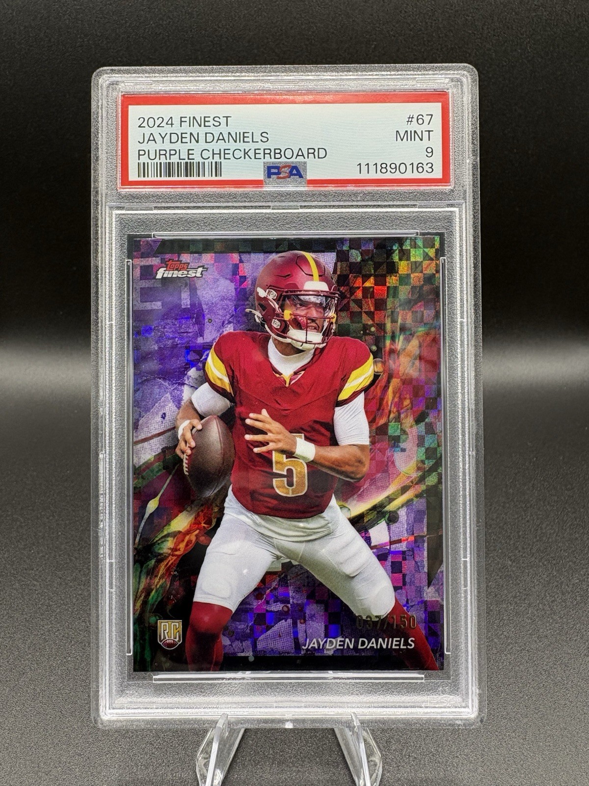 2024 Topps Finest Jayden Daniels #67 Purple Checkerboard /150 (RC) PSA MINT 9