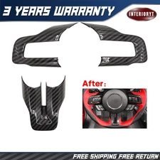 Carbon Fiber Steering Wheel Cover Trim For Ford Mustang 2015-2022 Accessories