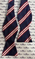 Brooks Brothers Silk Navy With Red Striped Design Adjustable Self Tie Bow Tie