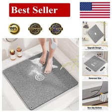 HITSLAM Square Shower Mat, 24 X 24 Inch Non Slip Bath Mat for Tub, Soft PVC Loof