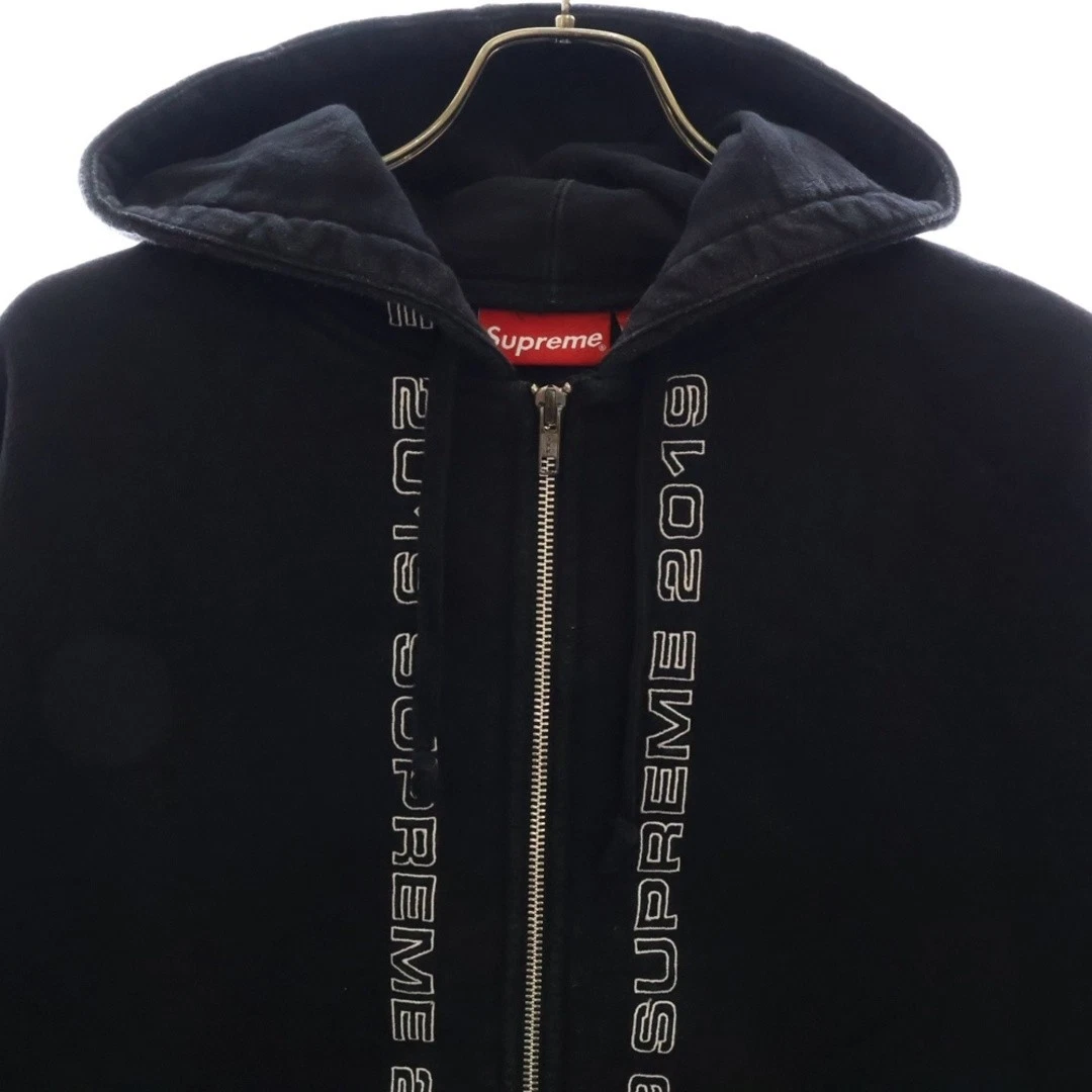 Felpa con cappuccio SUPREME 19SS Topline zip nera usata 3c90b26982d9588c0