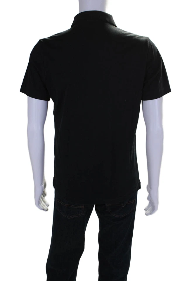 Camisa polo Theory para hombre de algodón manga corta con cuello abotonado negra talla S Foto 3 de 4