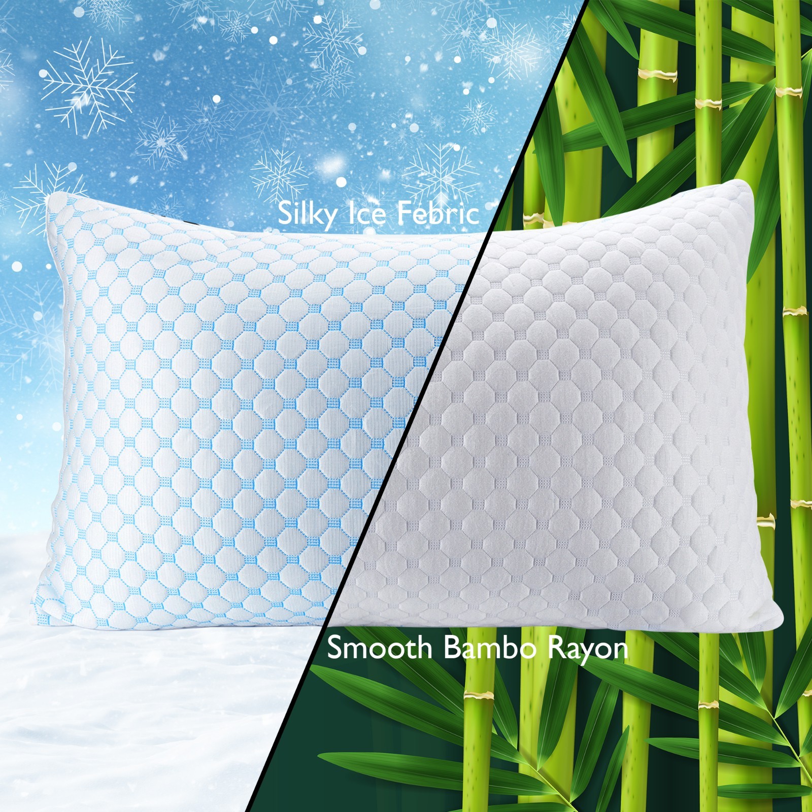 Continental Sleep Bamboo Cover luxury Gel Memory Foam Pillow,Queen