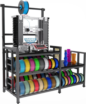 Heavy Duty 3D Printer Stand with Filament Storage & Power Outlet - Carbon Fiber