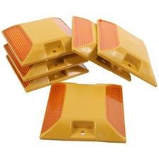 6Pcs Reusable Plastic Driveway Reflectors Yellow Raised Road Markers