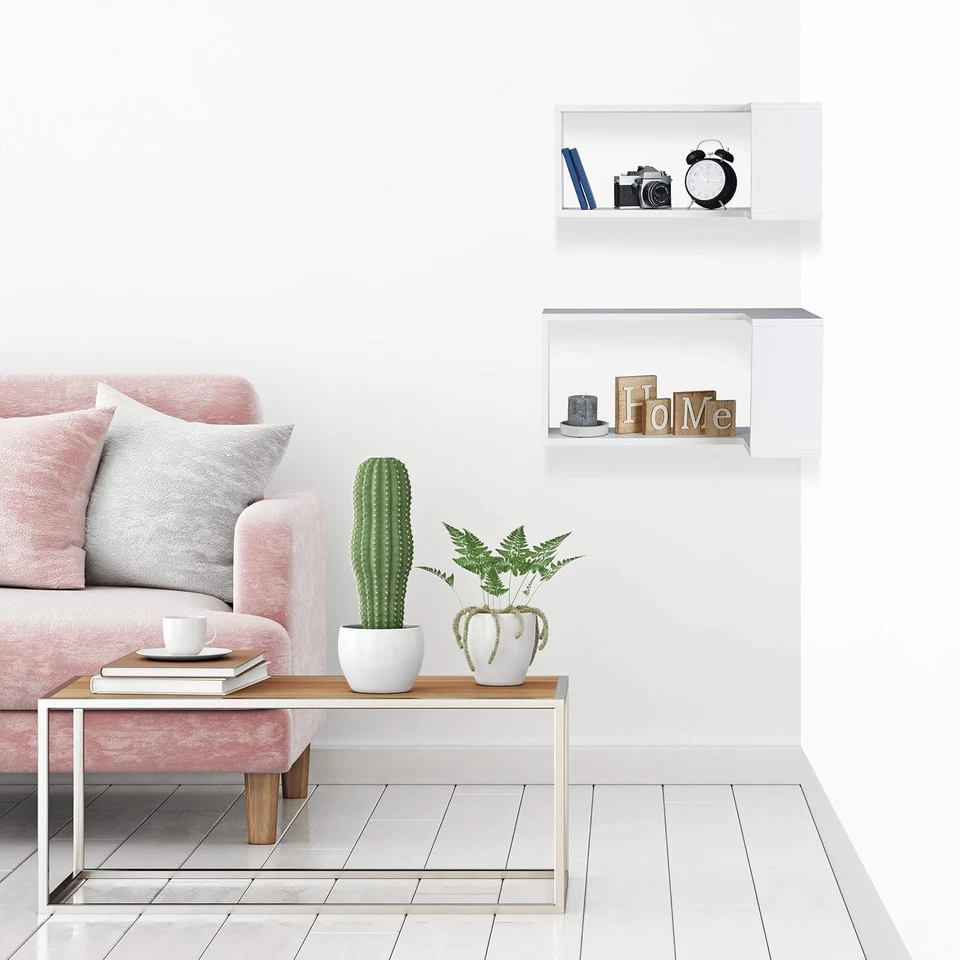 Estantería decorativa blanca Relaxdays, juego de 2 unidades - Imagen 3 de 4