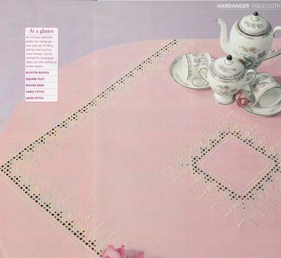 Hardanger Tischdecke Kreuzstichkarte neue Stiche Mary Hickmott