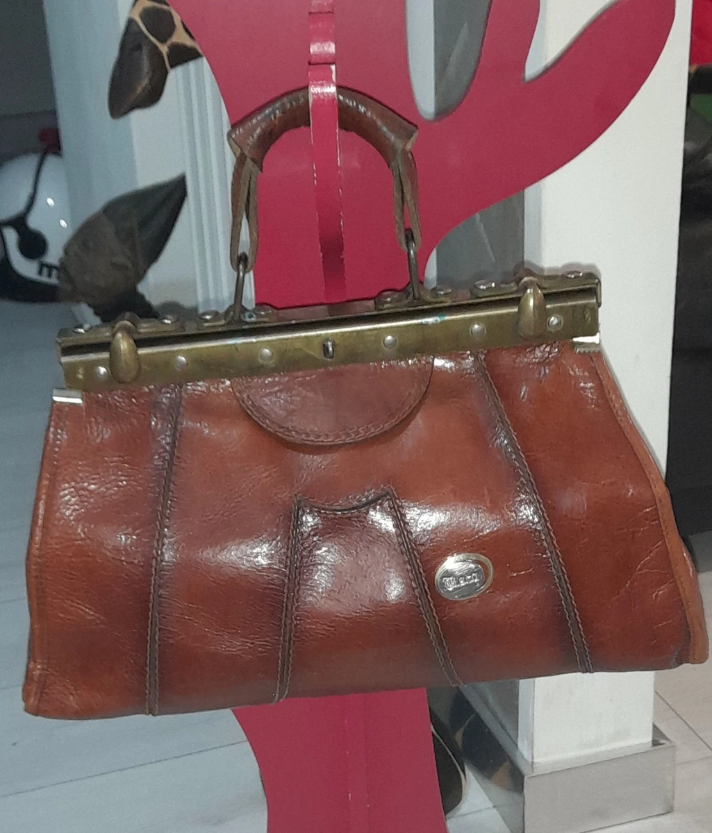Très Joli Sac à Main Vintage EDOARDO GIANNOTTI - Noir Simili Cuir - Femme