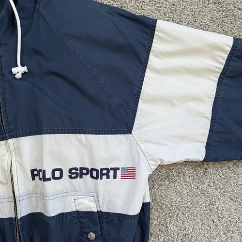 🔴Polo Sport Jacket Size Medium Large Hoodie Navy White - Picture 5 of 17