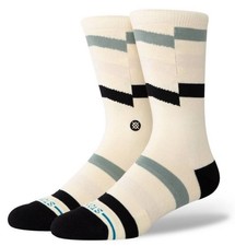 Stance Crew Socks Mens Large White Striped Black Gray Cotton