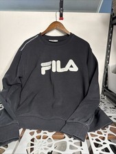 VTG FILA Sweatshirt Women's XXL Black Crewneck Pullover Oversized Fleece Logo