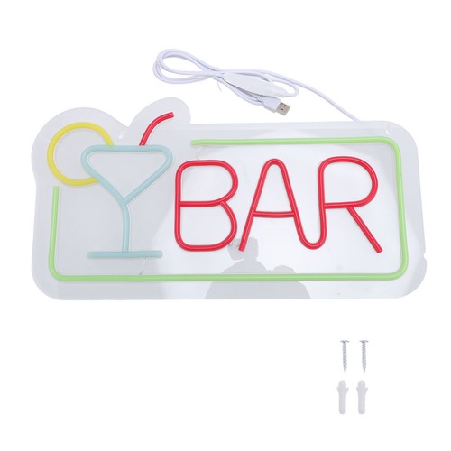 LED Neon Sign Red BAR Letter Soft Illumination USB Powered Wall Sign For Cafe - Picture 4 of 21