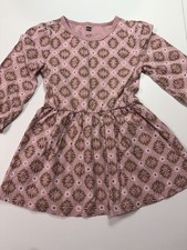 Tea Collection Size 3 Toddler Girls' Long Sleeve Drop Waist Pink Gold Knit Dress