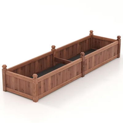 91 In. X 24 In. X 16 In. Fir Wood Divisible Planter Box with Corner Drainage and