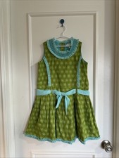 Trish Scully Child Size 8 Green Blue Dress Ruffle