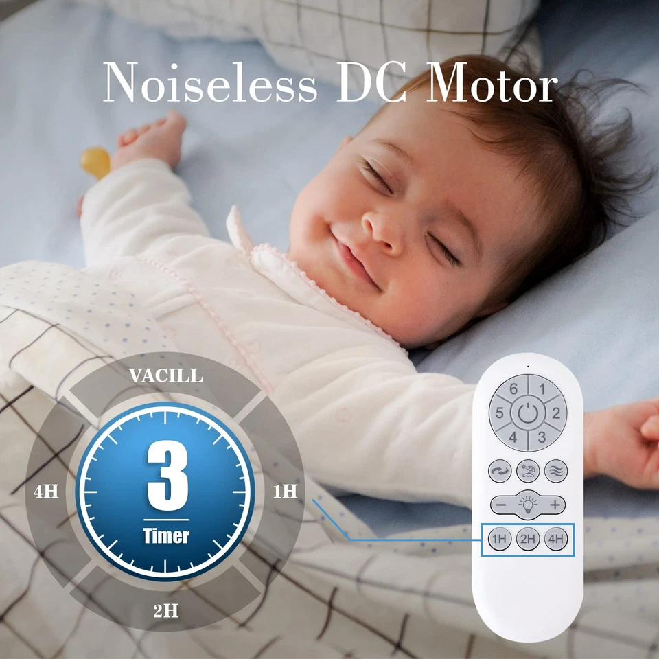 52inch Brown Wood Ceiling Fan with Light and Remote Silent DC Motor6 Speed Le... - Image 4 of 4