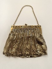 Vintage 1920s 30s Whiting  Davis Vintage Art Deco Gold Mesh Evening Bag Purse