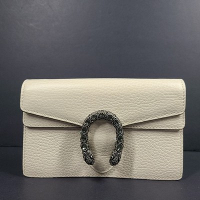 Gucci Super Mini Dionysus Chain Wallet Crossbody Flap Bag  476432 White Leather