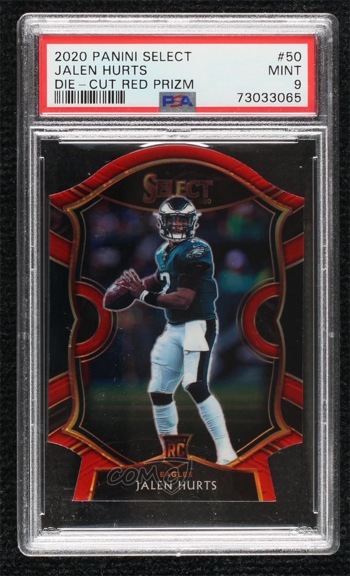2020 Panini Select Concourse Red Prizm Die-Cut Jalen Hurts #50 PSA 9 MINT 06or