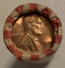 1970-S SHOTGUN WRAPPED ROLL BU UNCIRCULATED LINCOLN CENT PENNIES