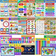 Outus Educational Preschool Posters Learning Poster 20 Pieces, Assorted Style