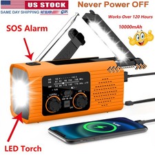 Emergency Solar Hand Crank Weather Radio 8000mAh Power Bank Charger Flash Light