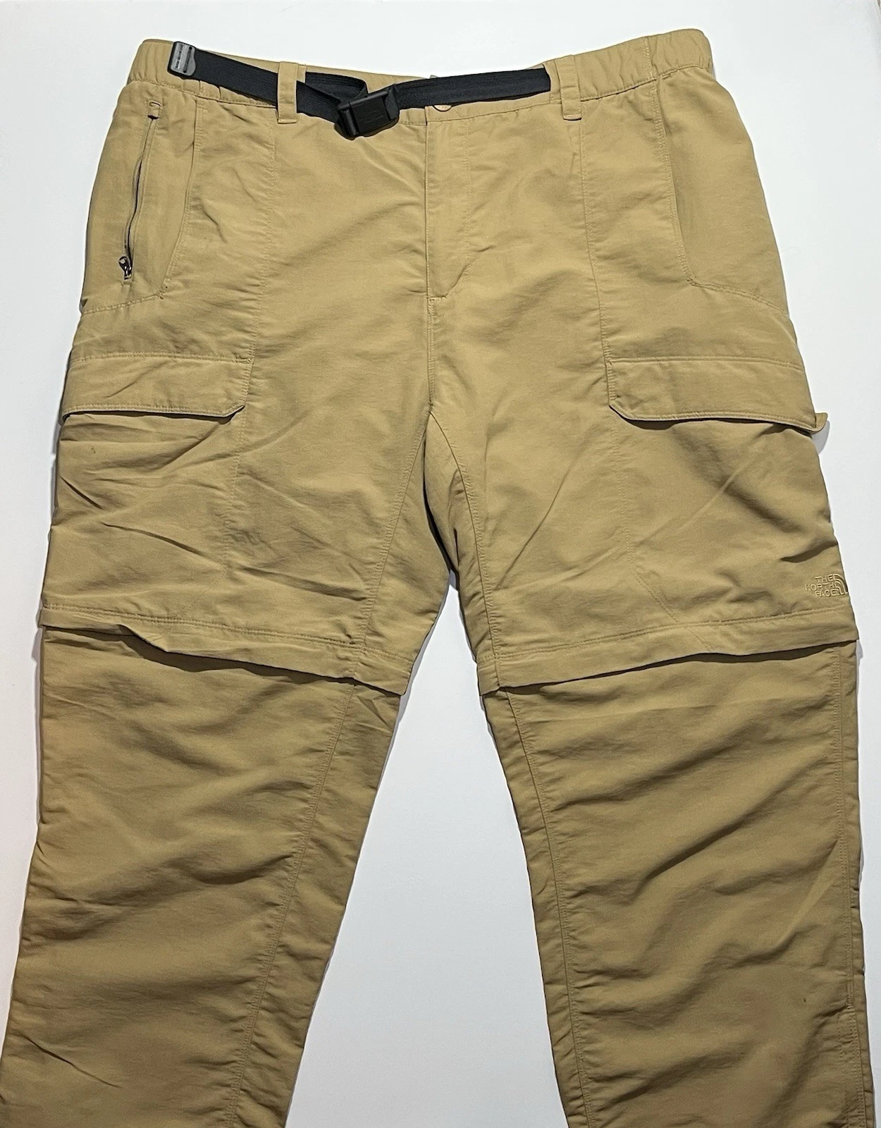 The North Face Convertible Khaki Cargo Nylon Belted Hiking Pants, XXL (40x30)