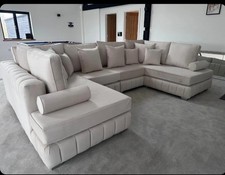 Brand New |  Lilly U Shape Sofa | Cream Plush | High Back | Pillows Included