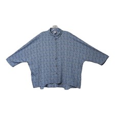 CHICO'S 2 Women's 12 14 Blouse Button Up Jersey 3/4 Sleeve Oversized Career 56"