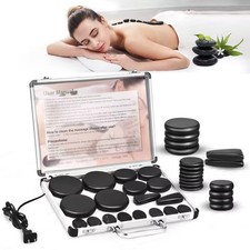 Hot Stones Massage Set, 18 Pcs Basalt Hot Stones with Heater Kit, Massage Sto...