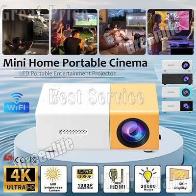 Portable Projector 1080P LED Mini Home Cinema Movie Theater Projector Multimedia