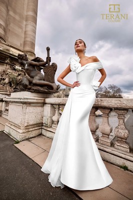 off the shoulder asymmetrical wedding dress Izzy