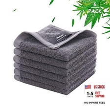 Wash Cloths 6 Pack, Super Soft  Skin Friendly Face 10x10 inch-6 Pack Grey