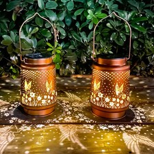 2PCS Hummingbird Metal Solar Lantern Hanging Light Outdoor Garden Pathway Decor