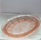 Vtg Jeannette 1930's Cherry Blossom Pink Depression Glass 11" Oval Platter