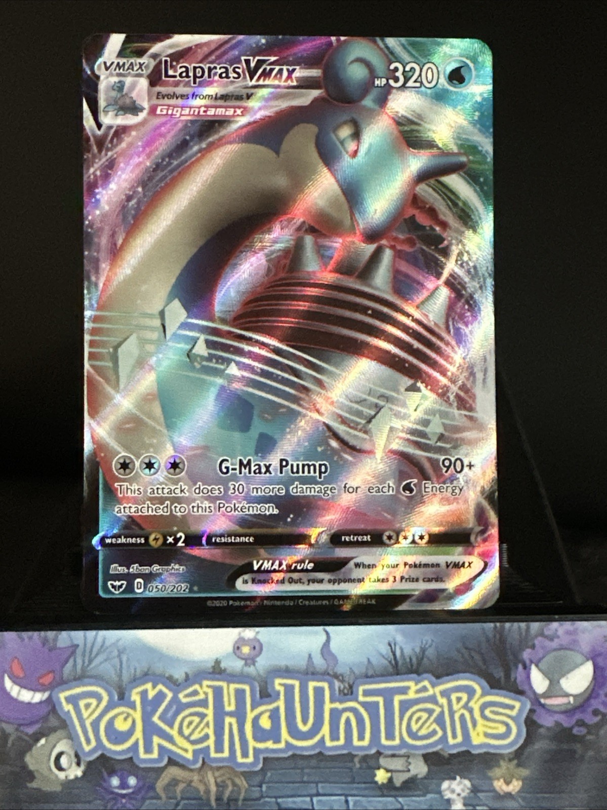 Pokemon Card Lapras VMAX 050/202 Sword & Shield Full Art Ultra Rare Near Mint