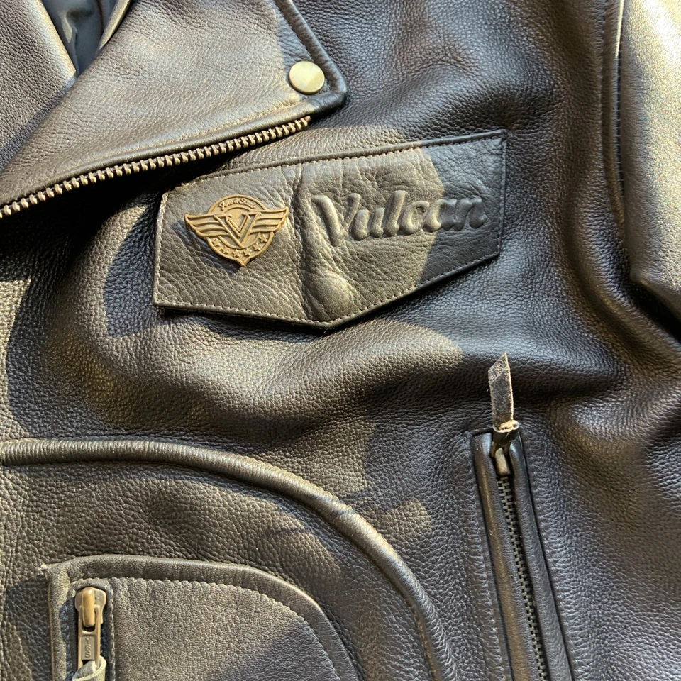 Chaqueta de cuero vintage Double Riders D bolsillo motocicleta Harley Davidson para hombre L Foto 2 de 4