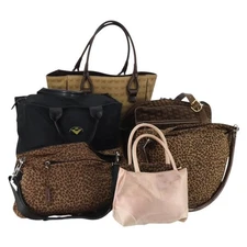 BOTTEGA VENETA Shoulder Bag Nylon 6 Set Brown Black beige Auth bs30029