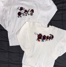 2 Vintage CALIFORNIA RAISINS White Sweatshirts Embroidered Preowned