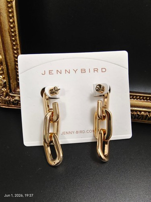 #ad NWT Jenny Bird Gold Link Chain Drop Earrings $70.00