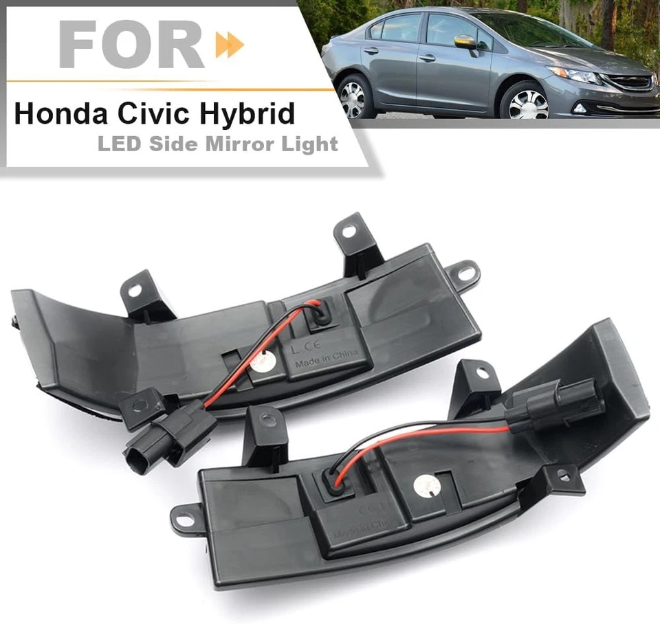 2x Smoke Clip-On LED Side Mirror Blinker Lamp For 12-14 Honda Civic Sedan Hybrid - Image 4 of 4