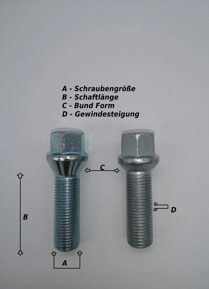 20 x Radschrauben M14x1,5x30mm Kegelbund SW17 Silber + Schwarz Alufelgen - Bild 2 von 2