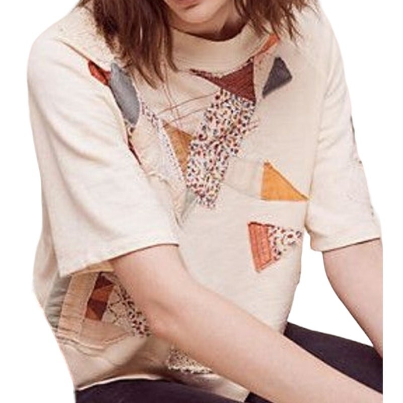 Anthropologie Postmark Patchwork Sweater Boxy Rou… - image 1