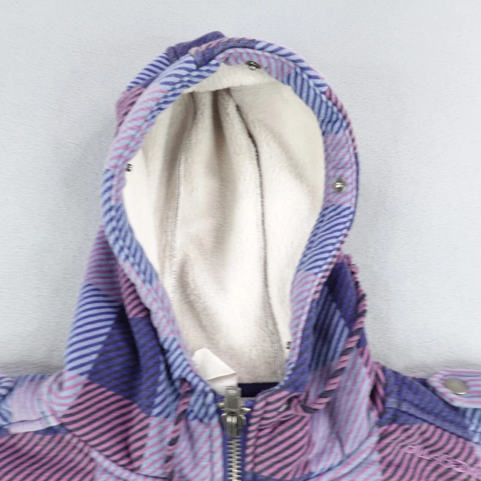 Chaqueta Billabong Mujer Grande Azul Púrpura Cuadros Polar Sudadera con Capucha Abrigo Cremallera Completa Foto 2 de 4